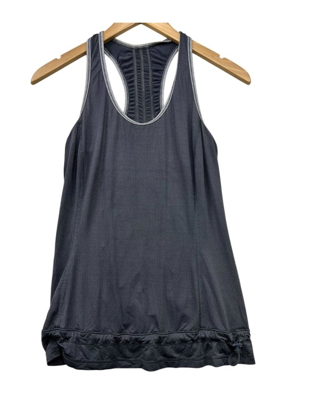 Lululemon Gray Racerback Active Tank Top Gray Ruched Cinched Waist Activewear